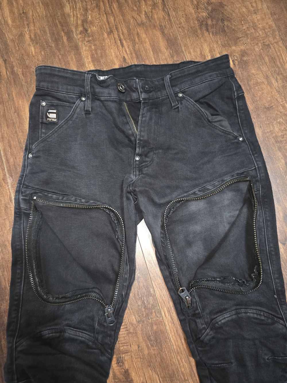 G-Star Men's Black Zip-Cargo Denim Pants 29x32